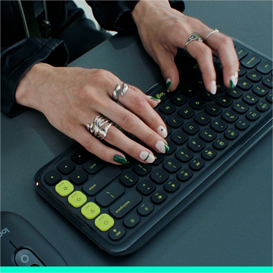 Logitech POP Icon Keys Wireless Bluetooth Keyboard - Rose & Off-White, Programmable Action Keys for Enhanced Productivity