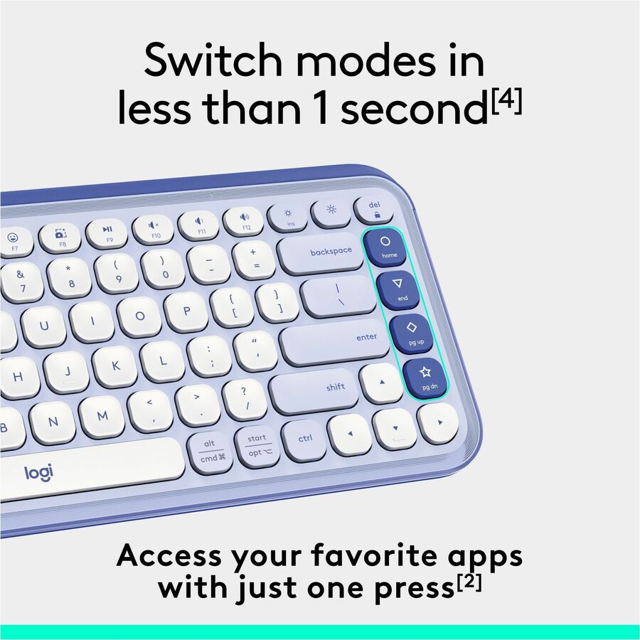 Logitech POP Icon Keys Wireless Bluetooth Keyboard – Comfortable, Programmable Keys, Dual Device Support, Lilac & Off-White