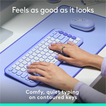 Logitech POP Icon Keys Wireless Bluetooth Keyboard – Comfortable, Programmable Keys, Dual Device Support, Lilac & Off-White