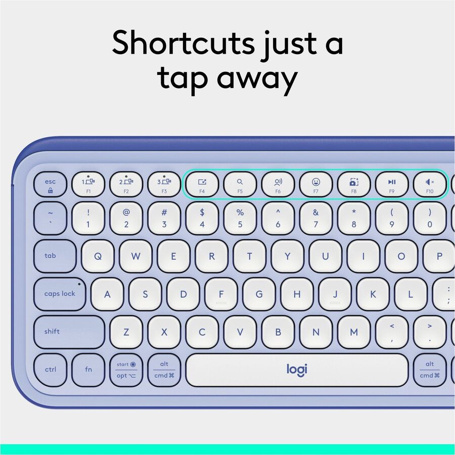 Logitech POP Icon Keys Wireless Bluetooth Keyboard – Comfortable, Programmable Keys, Dual Device Support, Lilac & Off-White