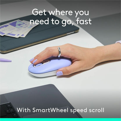 Logitech POP Icon Combo Bluetooth Keyboard and Mouse in Lilac – Contoured, Quiet, and Customizable