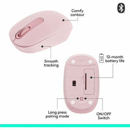 Logitech M196 Bluetooth Wireless Mouse - Compact, Portable, Rose