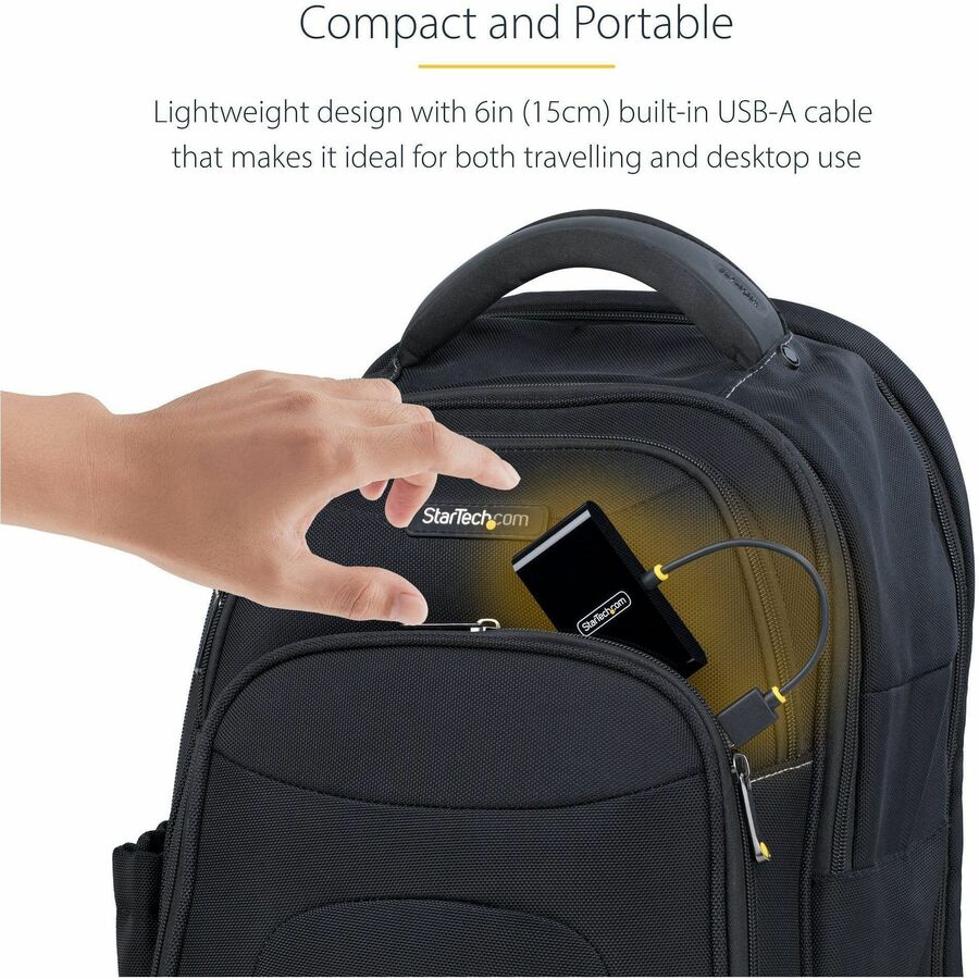 StarTech.com Travel Mini USB Hub — 4-Port USB 2.0 Bus-Powered Portable Hub for Laptops and PCs