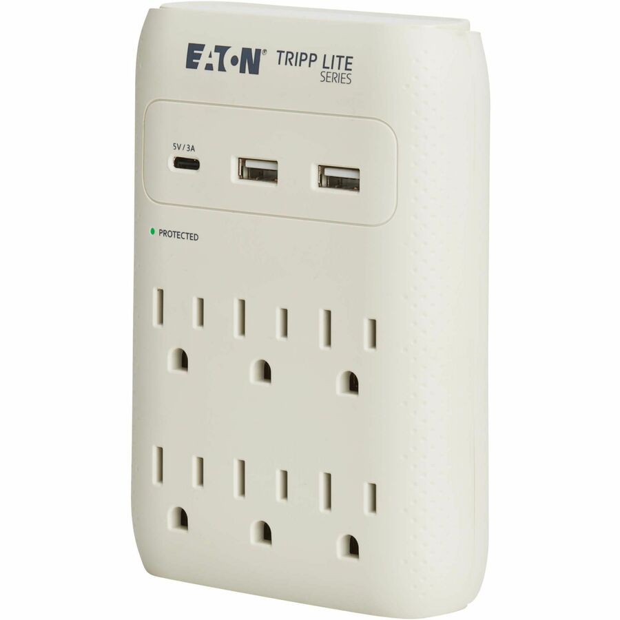 Eaton Tripp Lite Series Protect It! SK60C 6-Outlet Surge Protector with USB-C and USB-A Charging - 1080 Joules, Gray