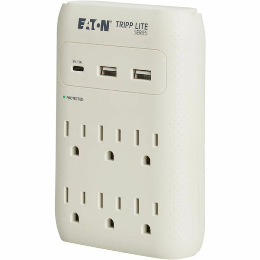 Eaton Tripp Lite Series Protect It! SK60C 6-Outlet Surge Protector with USB-C and USB-A Charging - 1080 Joules, Gray