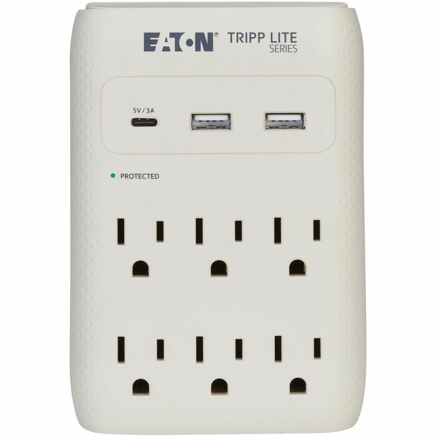 Eaton Tripp Lite Series Protect It! SK60C 6-Outlet Surge Protector with USB-C and USB-A Charging - 1080 Joules, Gray