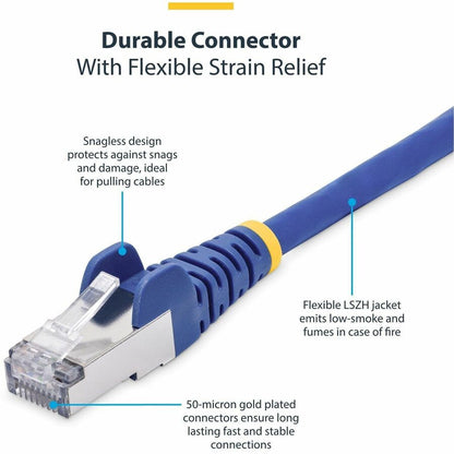 StarTech.com 6ft Blue CAT8 Ethernet Cable with Snagless RJ45 Connectors - 25G/40G 2000MHz, 100W PoE, S/FTP, 26AWG Pure Bare Copper Patch Cord