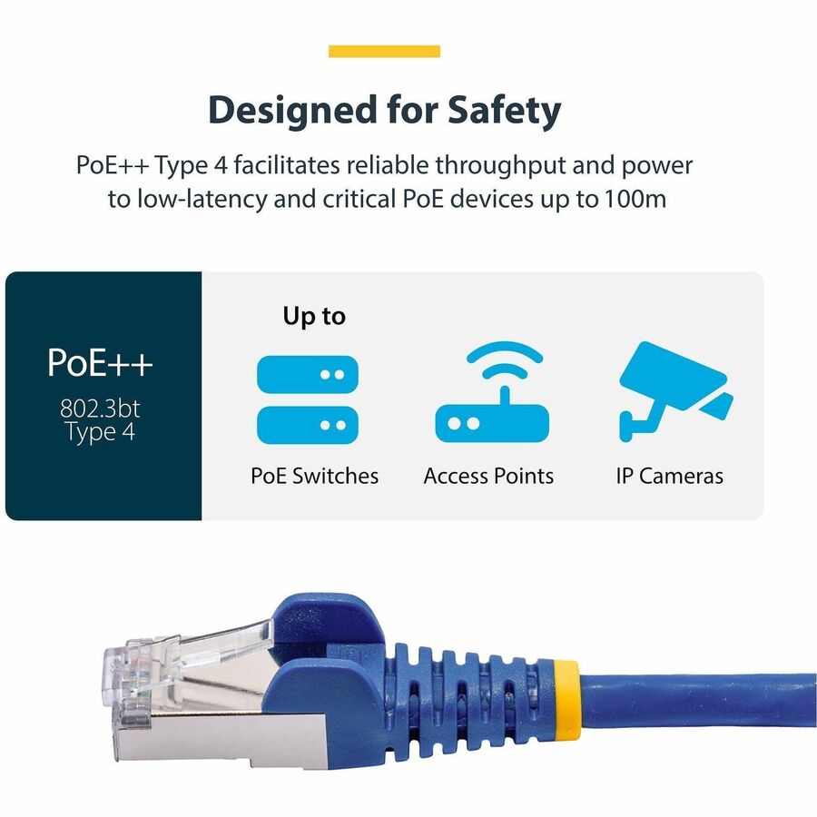 StarTech.com 10ft Blue CAT8 Ethernet Cable - Snagless RJ45, 25/40Gbps, 2000MHz, 100W PoE, S/FTP, 26AWG Pure Copper Patch Cord