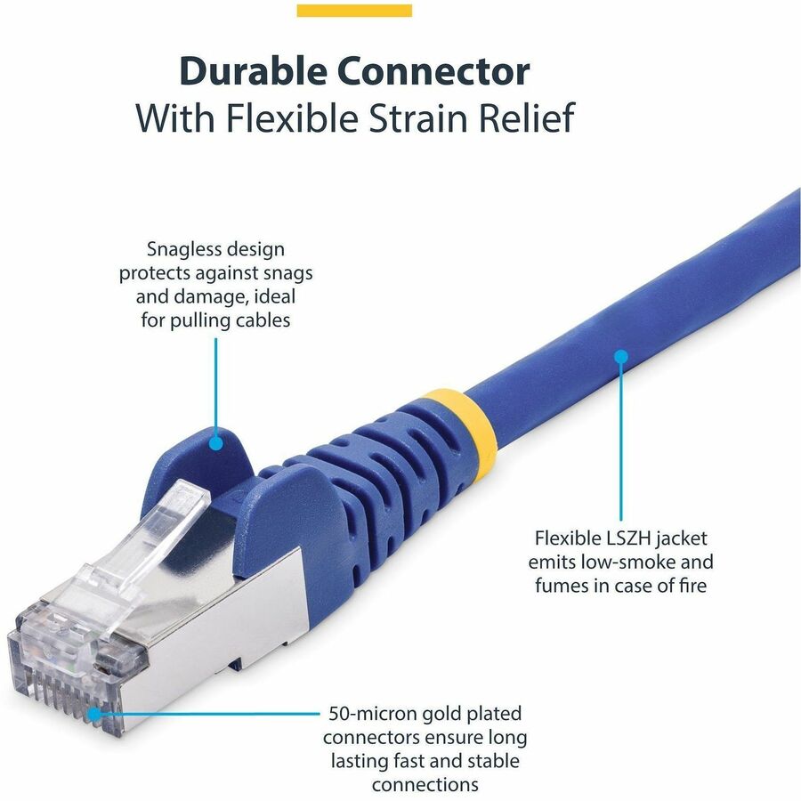 StarTech.com 1ft Blue CAT8 Ethernet Cable with Snagless RJ45 Connectors, 40 Gbps Data Transfer, 2000MHz, PoE++ Support