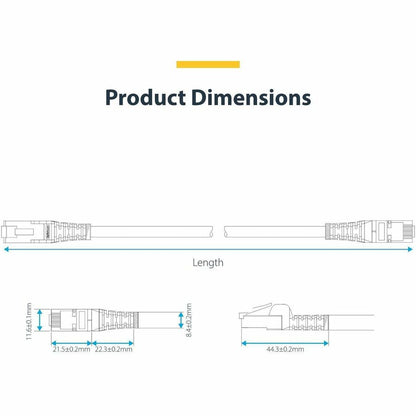 StarTech.com 6in Blue Cat8 S/FTP Ethernet Patch Cable with 40Gbps Data Rate and PoE++ Support