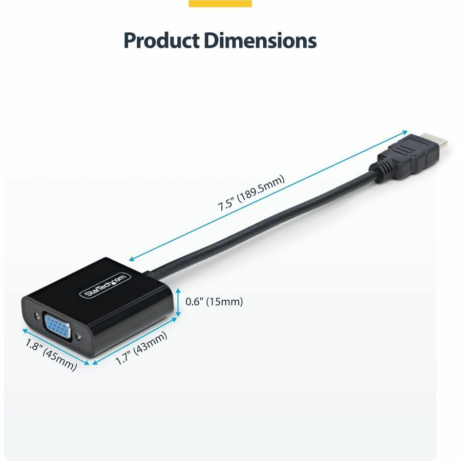StarTech.com HDMI to VGA Adapter HD2VGAE3 - Active Video Converter for Laptop and Desktop