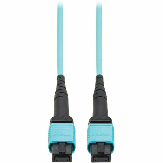 Eaton Tripp Lite Series 100G Multimode OM4 Fiber Optic Network Cable, 12-Fiber MPO/MPO, Aqua Jacket, 10 M (32.8 ft.)