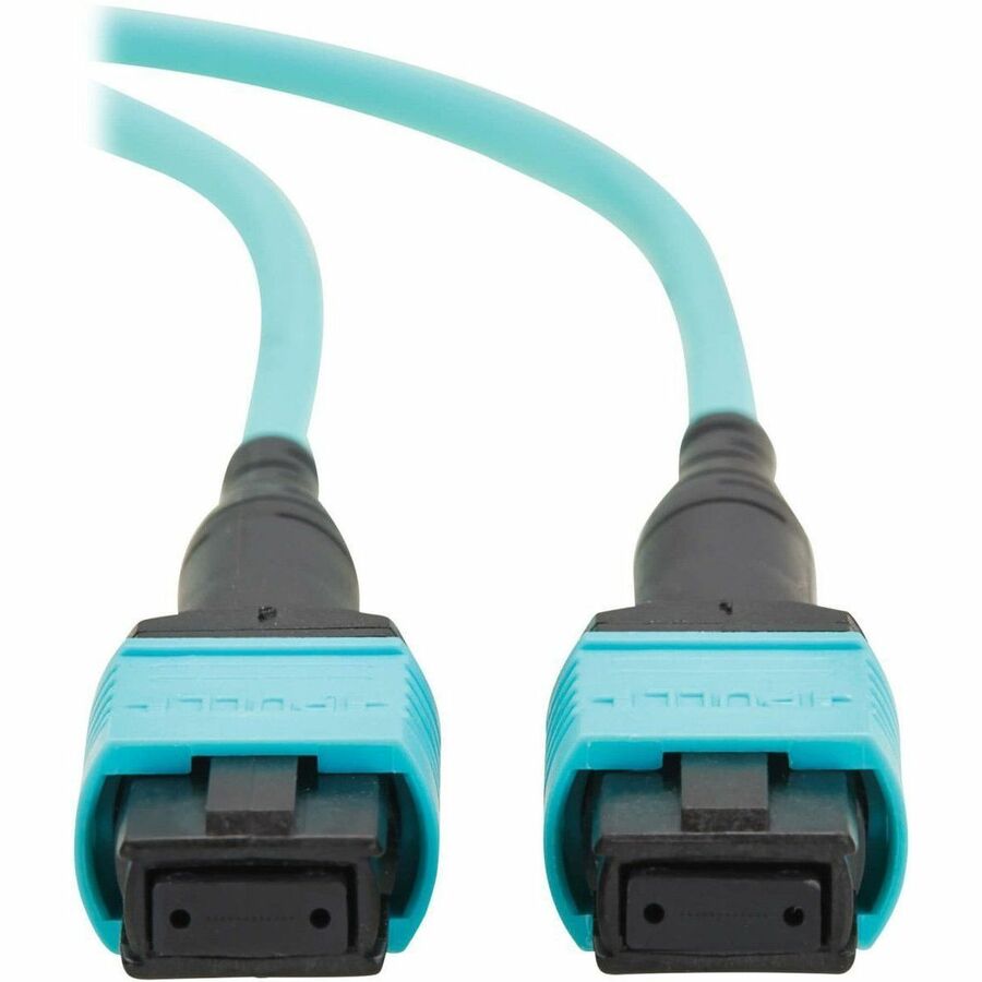 Eaton Tripp Lite Series 100G OM4 Multimode Fiber Optic Network Cable – 13.1 ft. MPO/MPO, Aqua Jacket, TAA Compliant