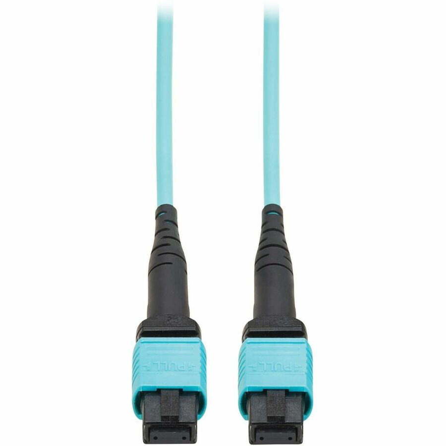 Eaton Tripp Lite Series 100G OM4 Multimode Fiber Optic Cable, 12-Fiber MPO/MPO, Aqua Jacket, 9.8 ft