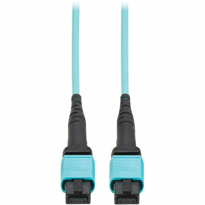 Eaton Tripp Lite Series 100G OM4 Multimode Fiber Optic Cable, 12-Fiber MPO/MPO, Aqua Jacket, 9.8 ft