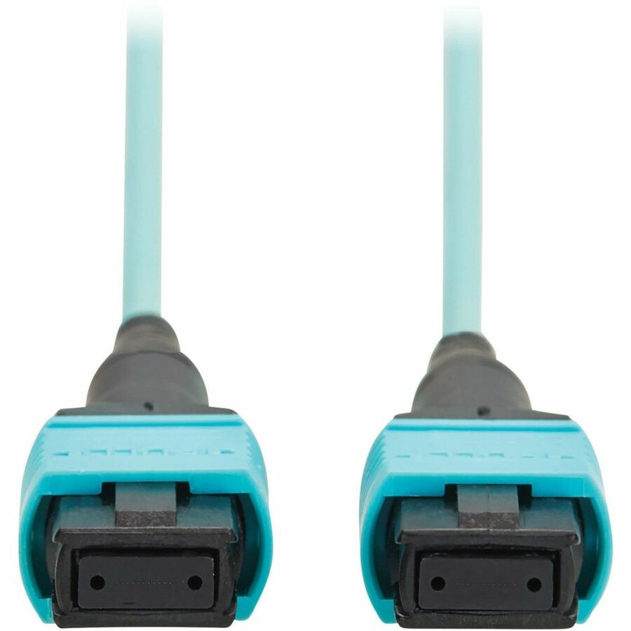 Eaton Tripp Lite Series 100G OM4 Multimode Fiber Optic Cable, 12-Fiber MPO/MPO, Aqua Jacket, 9.8 ft