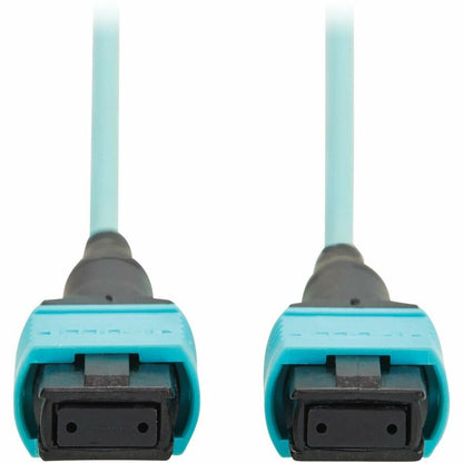 Eaton Tripp Lite Series 100G OM4 Multimode Fiber Optic Cable, 12-Fiber MPO/MPO, Aqua Jacket, 9.8 ft
