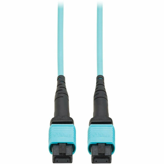 Eaton Tripp Lite Series 100G OM4 Multimode Fiber Optic Cable N845A-05M-12TAA, 16.4 ft, Aqua Jacket, MPO/MPO Connectors, TAA Compliant