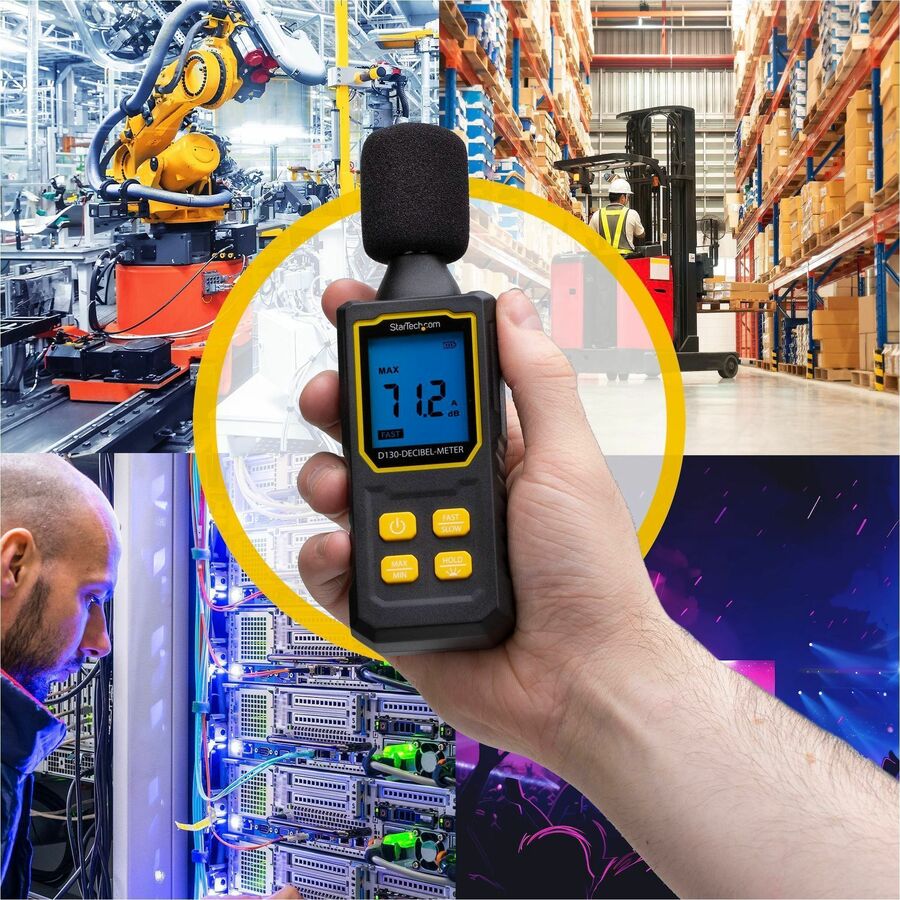 StarTech.com Handheld Digital Sound Meter with Large LCD - Noise and Decibel Level Reader for Server Rooms, Offices, and Industrial Environments (Part No. D130-DECIBEL-METER)