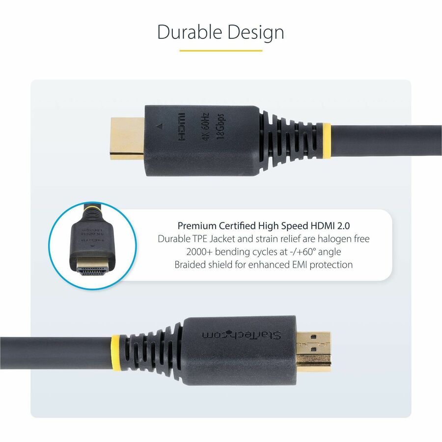 StarTech.com 25ft Premium Certified HDMI 2.0 Cable for 4K UHD & High-Performance Displays
