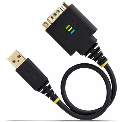 StarTech.com 1ft USB to Serial Adapter Cable with COM Retention - USB 2.0 to DB-9 RS-232, FTDI Chipset, Interchangeable Nuts & Screws, Black