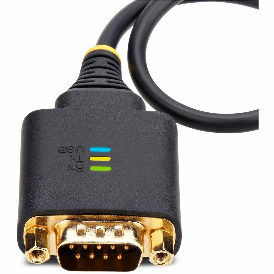 StarTech.com 1ft USB to Serial Adapter Cable with COM Retention - USB 2.0 to DB-9 RS-232, FTDI Chipset, Interchangeable Nuts & Screws, Black