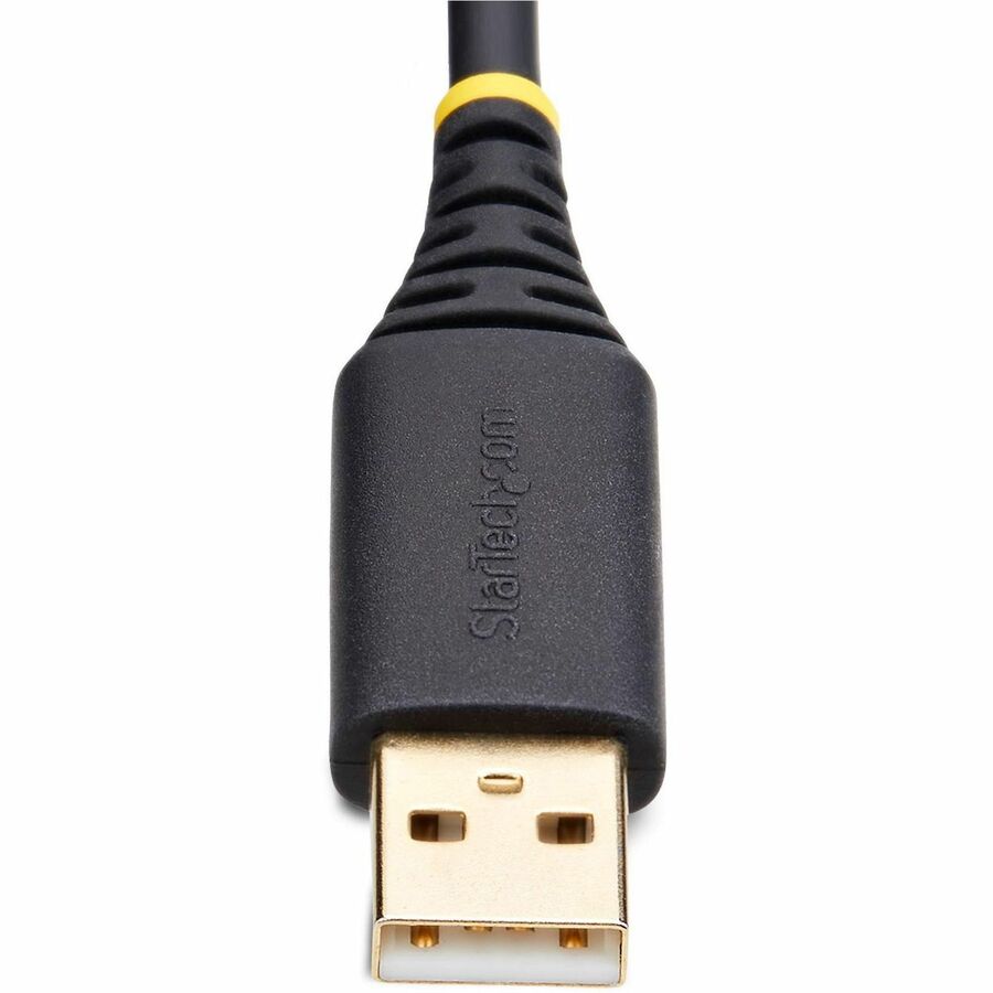 StarTech.com 1ft USB to Serial Adapter Cable with COM Retention - USB 2.0 to DB-9 RS-232, FTDI Chipset, Interchangeable Nuts & Screws, Black