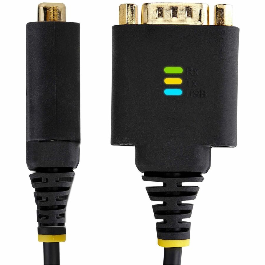 StarTech.com 1ft USB to Serial Adapter Cable with COM Retention - USB 2.0 to DB-9 RS-232, FTDI Chipset, Interchangeable Nuts & Screws, Black