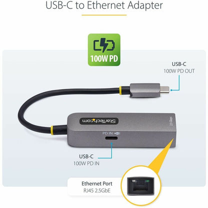 StarTech.com 2.5GbE USB-C to Ethernet Adapter with 100W Power Delivery - Space Gray
