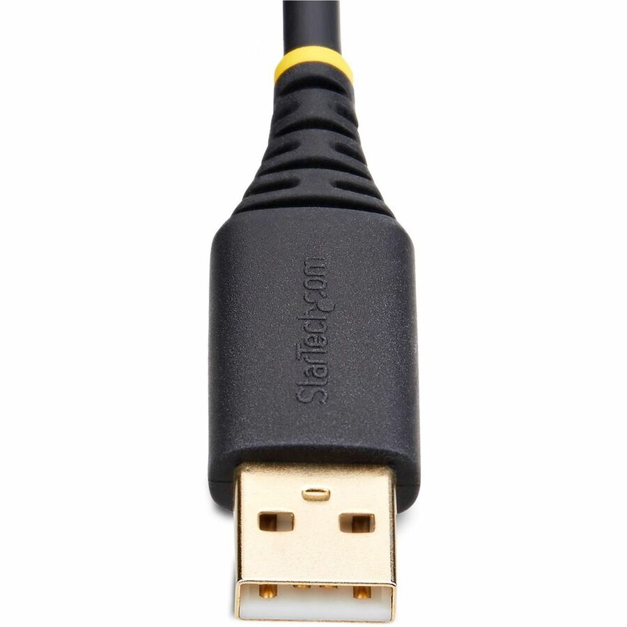 StarTech.com 1ft USB to Serial Adapter with Null Modem Support - COM Retention, FTDI Chip, RS232, Gold-Plated Connectors, Compatible with Windows, macOS, ChromeOS, Linux