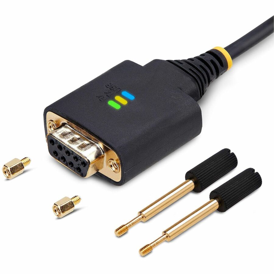 StarTech.com 1ft USB to Serial Adapter with Null Modem Support - COM Retention, FTDI Chip, RS232, Gold-Plated Connectors, Compatible with Windows, macOS, ChromeOS, Linux