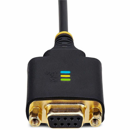 StarTech.com 1ft USB to Serial Adapter with Null Modem Support - COM Retention, FTDI Chip, RS232, Gold-Plated Connectors, Compatible with Windows, macOS, ChromeOS, Linux