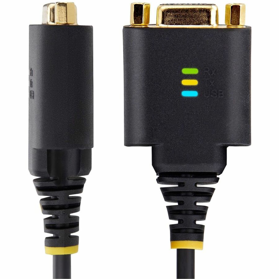 StarTech.com 1ft USB to Serial Adapter with Null Modem Support - COM Retention, FTDI Chip, RS232, Gold-Plated Connectors, Compatible with Windows, macOS, ChromeOS, Linux