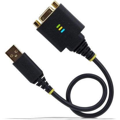 StarTech.com 1ft USB to Serial Adapter with Null Modem Support - COM Retention, FTDI Chip, RS232, Gold-Plated Connectors, Compatible with Windows, macOS, ChromeOS, Linux