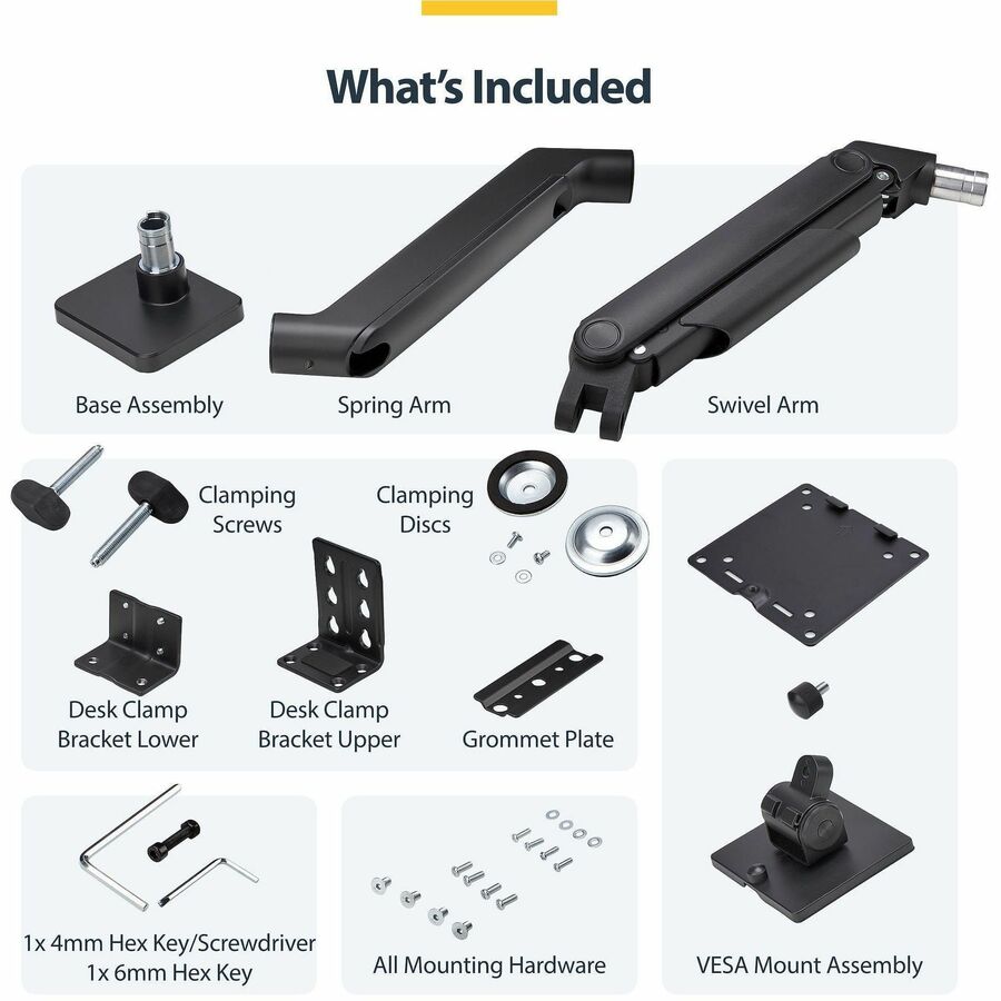 StarTech.com Monitor Desk Mount for 49-inch Ultrawide Curved Screens with Spring-Assist Arm and Adjustable Features