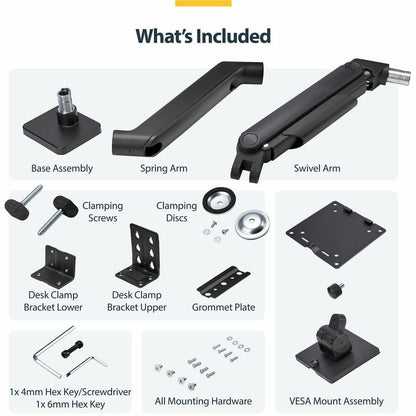 StarTech.com Monitor Desk Mount for 49-inch Ultrawide Curved Screens with Spring-Assist Arm and Adjustable Features