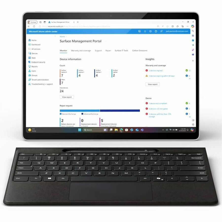 Microsoft Surface Pro 11 Copilot+ PC Tablet - 13-Inch, vPro Technology, 16GB RAM, 512GB SSD, Windows 11 Pro, Platinum