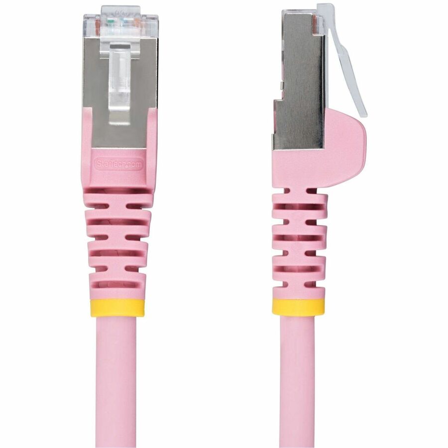 StarTech.com 1ft Pink Cat6a Ethernet Cable with Snagless RJ45 Connectors - 10 Gbps, Shielded S/FTP, Low Smoke Zero Halogen Jacket, 27 AWG Pure Copper Wire, PoE++ Support