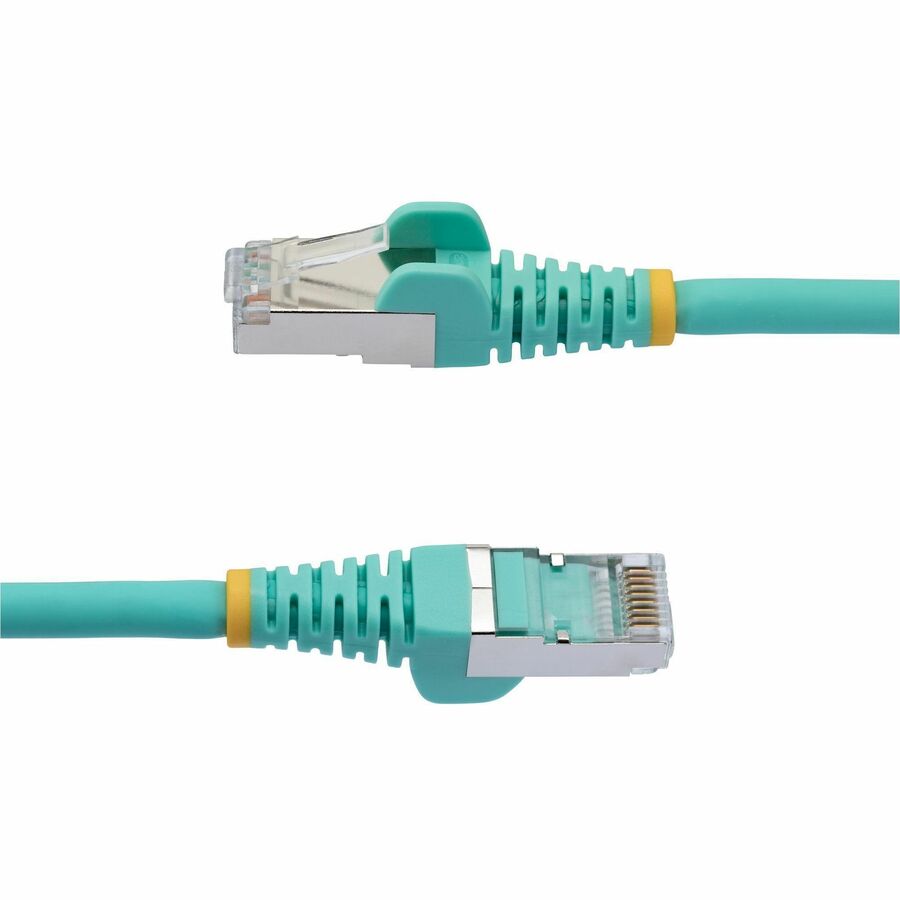 StarTech.com 1ft Cat6a Ethernet Cable - Aqua LSZH Shielded Network Patch Cord with 10Gbps Data Rate and PoE++ Support