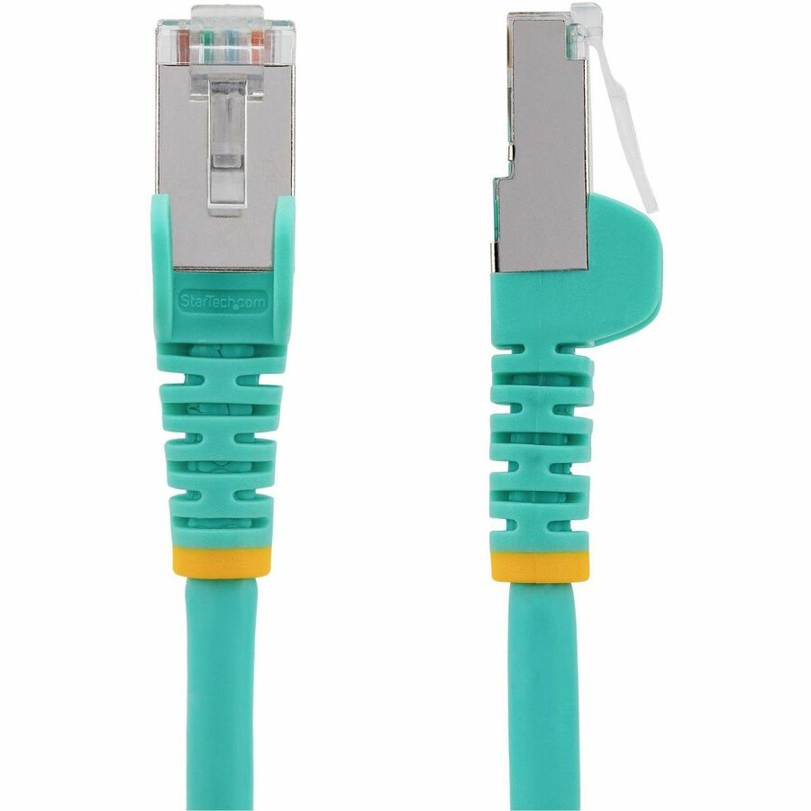 StarTech.com 1ft Cat6a Ethernet Cable - Aqua LSZH Shielded Network Patch Cord with 10Gbps Data Rate and PoE++ Support