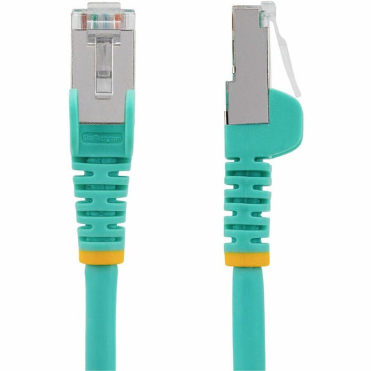 StarTech.com 1ft Cat6a Ethernet Cable - Aqua LSZH Shielded Network Patch Cord with 10Gbps Data Rate and PoE++ Support