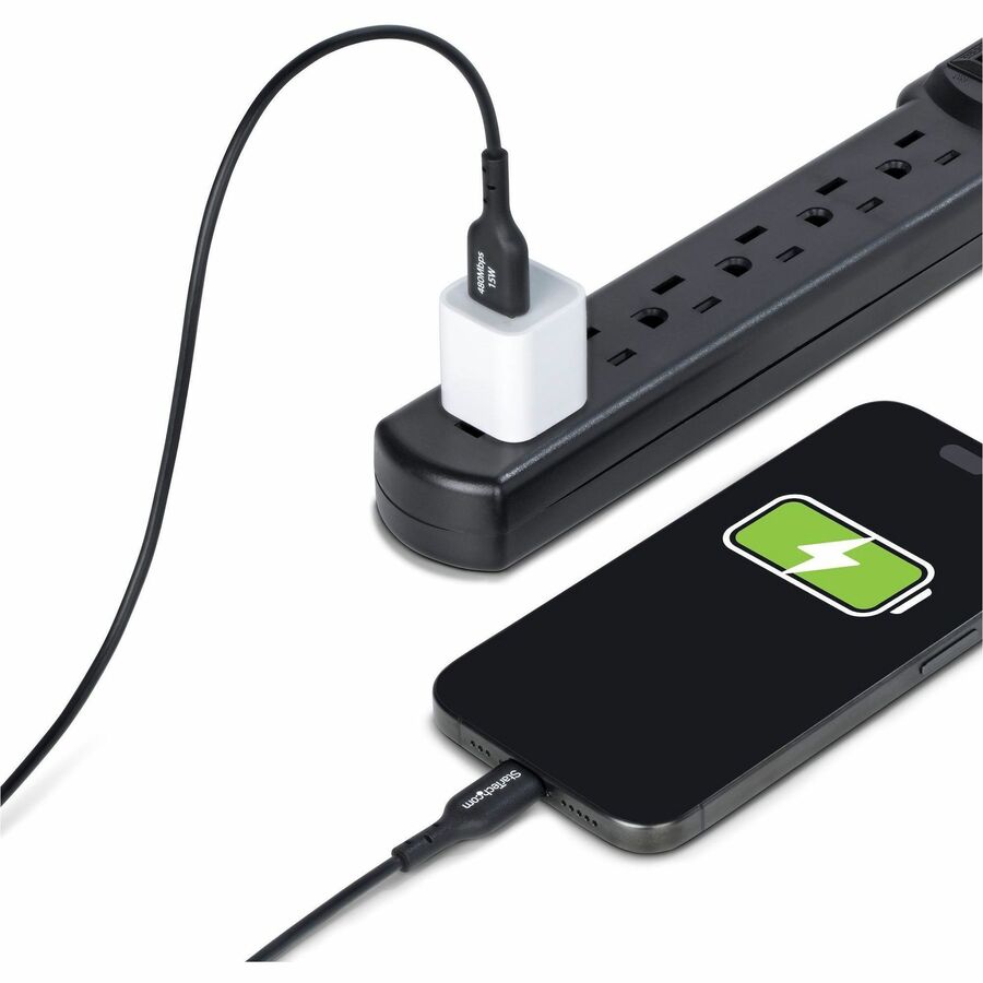 StarTech.com 15ft USB-A to USB-C Charging and Data Transfer Cable, 3A Fast Charging, USB 2.0, TPE Jacket - Black