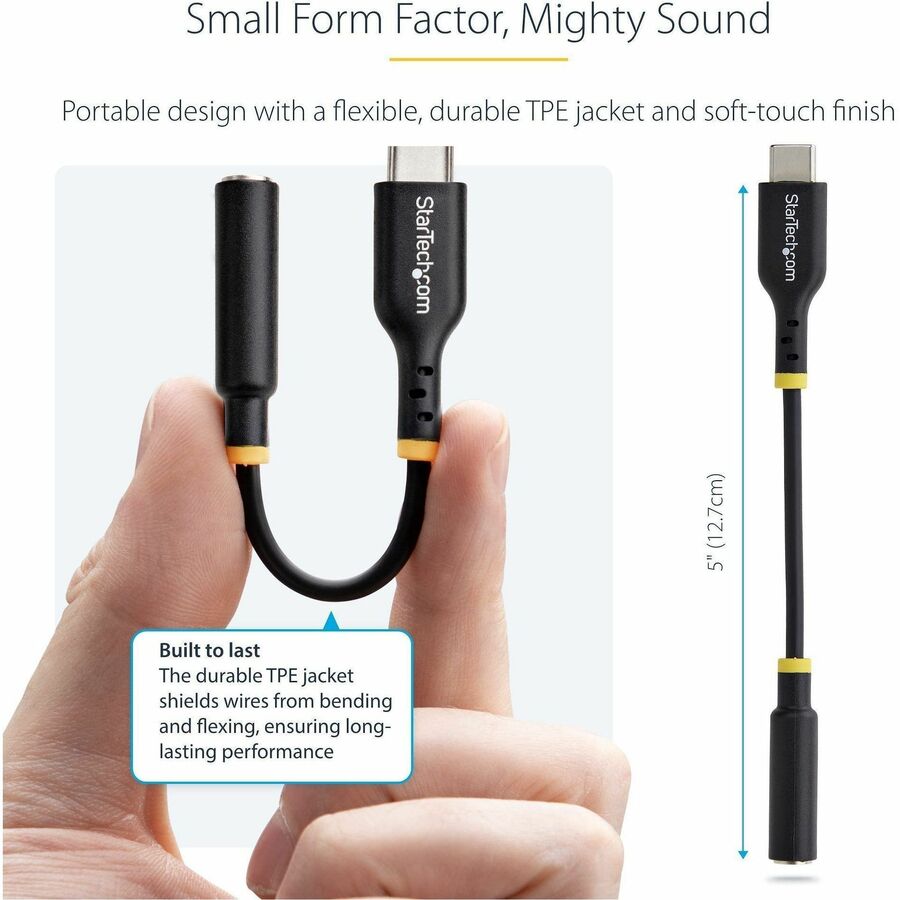 StarTech.com USB-C to 3.5mm Audio Adapter with 32-bit DAC for Laptop, Phone, and Tablet