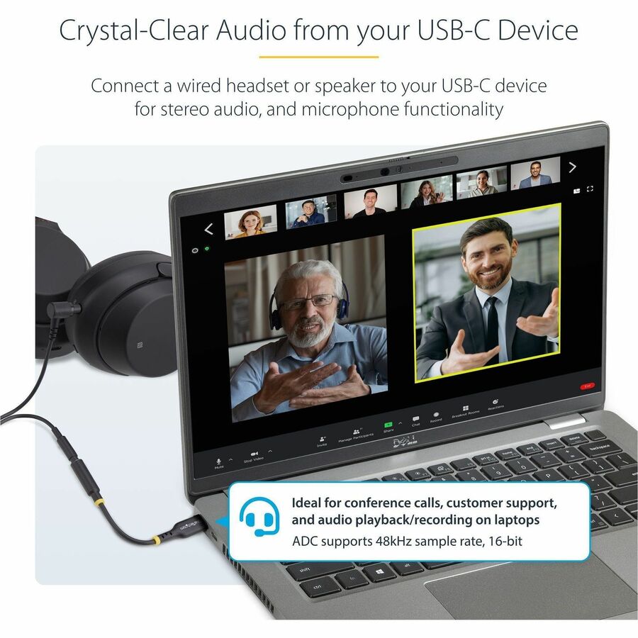 StarTech.com USB-C to 3.5mm Audio Adapter with 32-bit DAC for Laptop, Phone, and Tablet