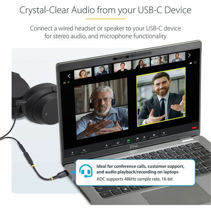 StarTech.com USB-C to 3.5mm Audio Adapter with 32-bit DAC for Laptop, Phone, and Tablet