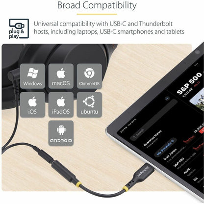 StarTech.com USB-C to 3.5mm Audio Adapter with 32-bit DAC for Laptop, Phone, and Tablet