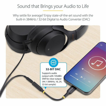 StarTech.com USB-C to 3.5mm Audio Adapter with 32-bit DAC for Laptop, Phone, and Tablet