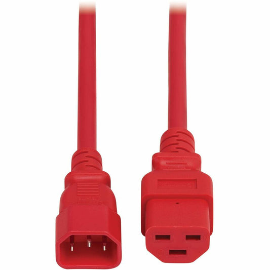 Eaton Tripp Lite Series Power Cord P037-002-ARD, C14 to C21 Heavy-Duty 15A 250V Red Cable, 2 ft