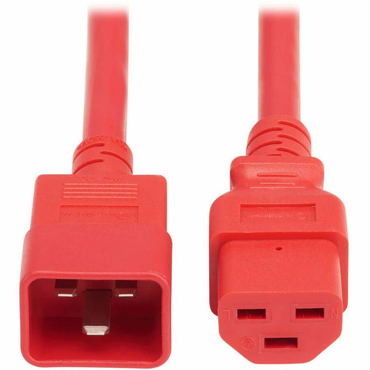 Eaton Tripp Lite Series Power Cord P035-004-ARD, 20A C20 to C21 Heavy-Duty 4 ft. Red Power Cable for High-Temperature Data Center Equipment