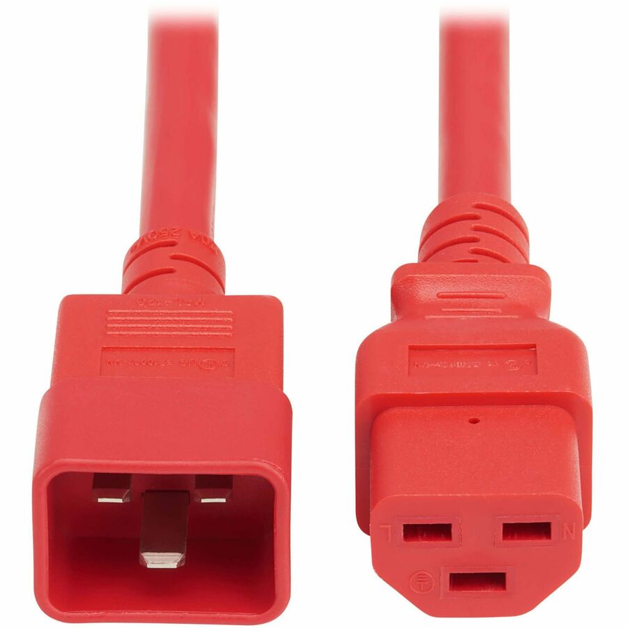 Eaton Tripp Lite Series Power Cord P035-005-ARD — Heavy-Duty 20A C20 to C21 Power Cable, 5 ft, Red for Data Centers and High-Power Network Devices